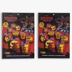 2 Netflix Stranger Things Pumpkin Masters Carving Pattern Book 9 Paper Stencils
